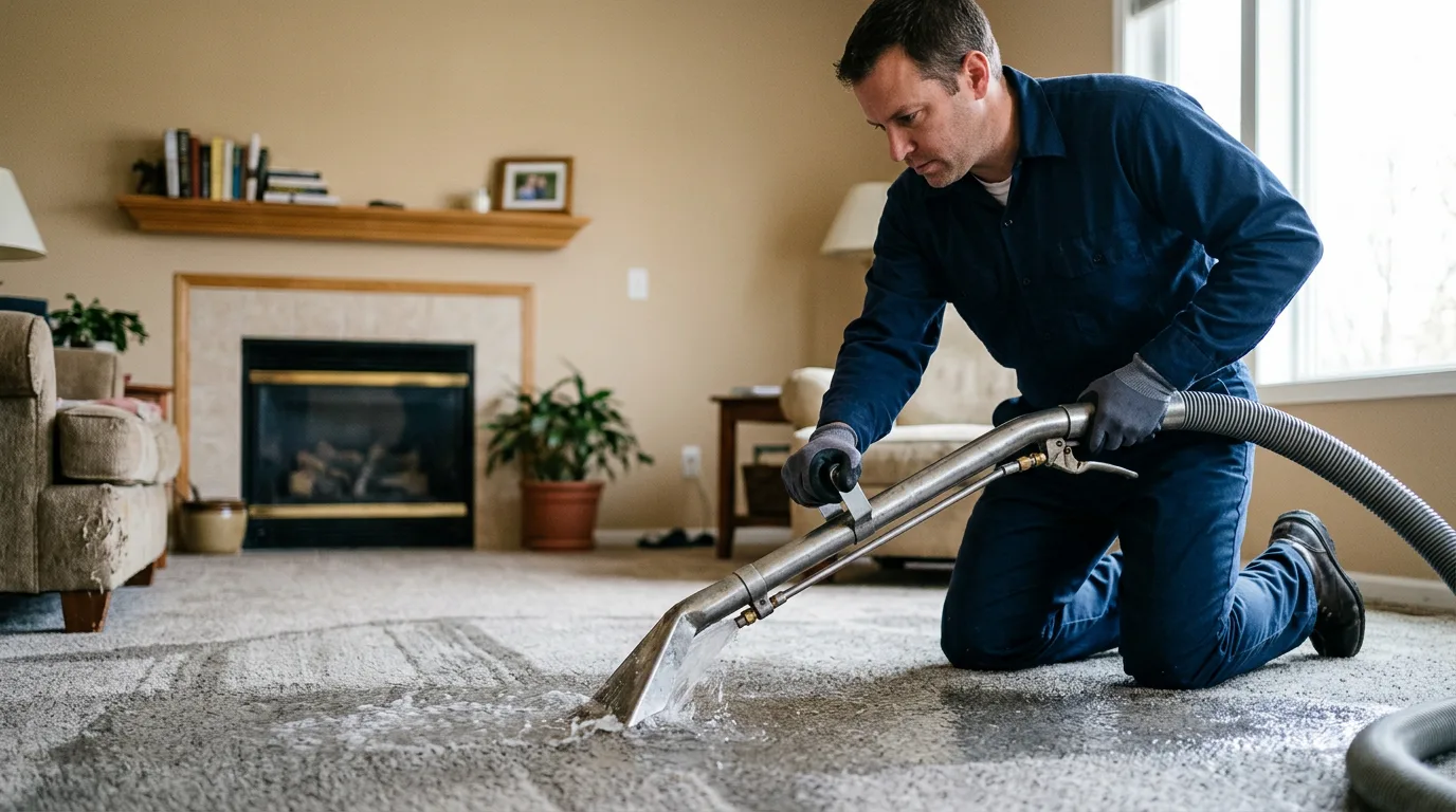 Water damage restoration technician working near Hyde Park, VT